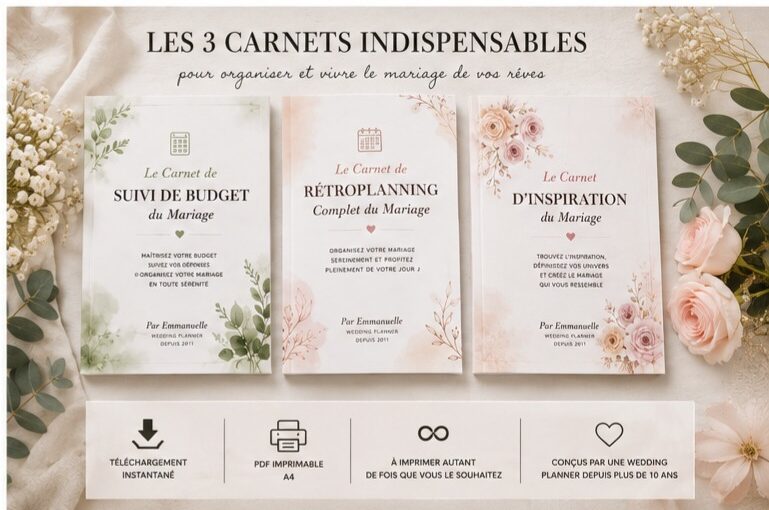Pack Organisation Mariage – 3 carnets indispensables